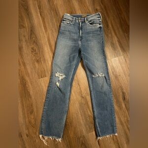 MOTHER Women's Rider Ankle Fray Jeans 27